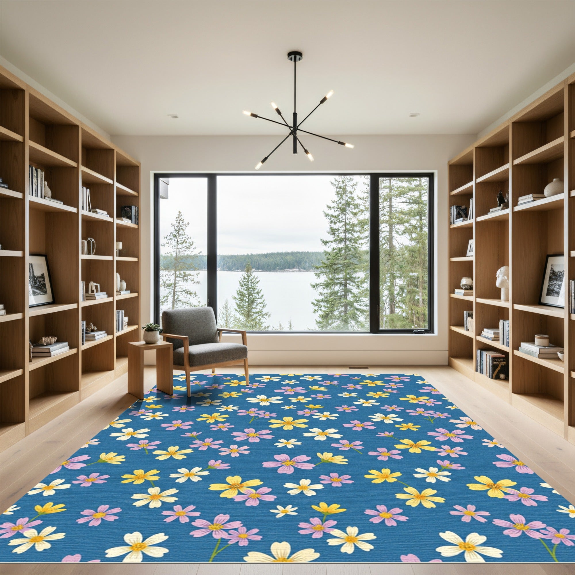 Charming Floral Scatter Blue Rug
