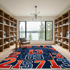 Bold Blue Orange Sports Number Rug