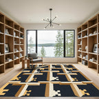 Geometric Champagne Chained Key Tile Rug