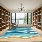 Abstract Blue Wave Ocean Shore Rug
