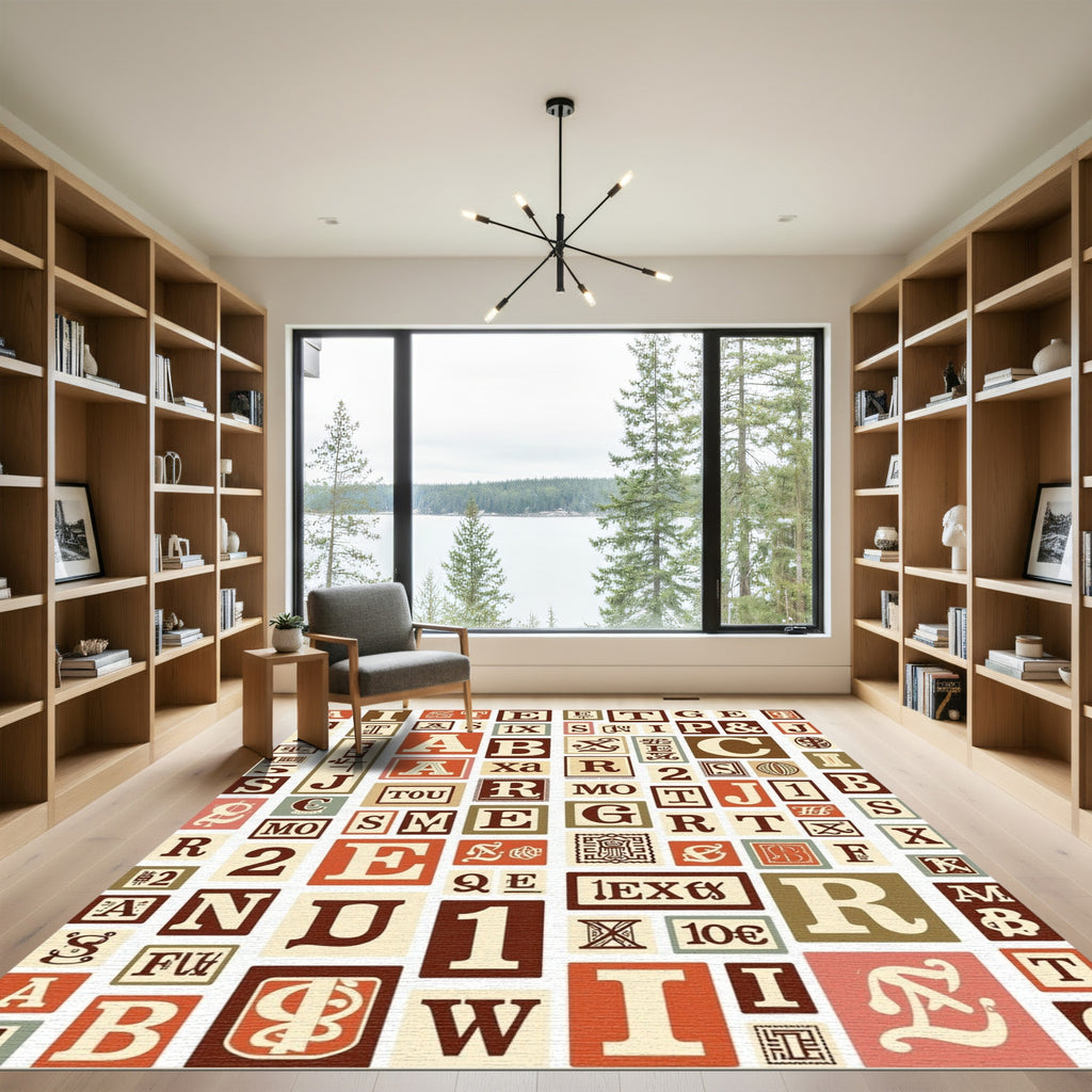 Vintage Alphabet Blocks Composition Rug