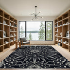 Monochrome Radiant Floral Burst Rug