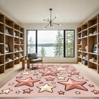 Rose Gold Star Scattered Background Rug