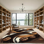 Abstract Coffee Bean Swirl Art Rug