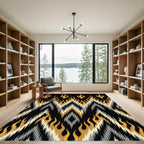 Striking Gold Flame Zigzag Rug