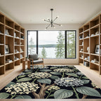 Vintage Hydrangea Bloom Botanical Floral Rug