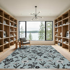Monochromatic Floral Sprig Garden Rug