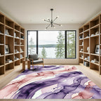 Ethereal Plum and Dusty Rose Abstract Wave Rug