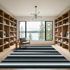 Modern Monochrome Layered Linear Rug