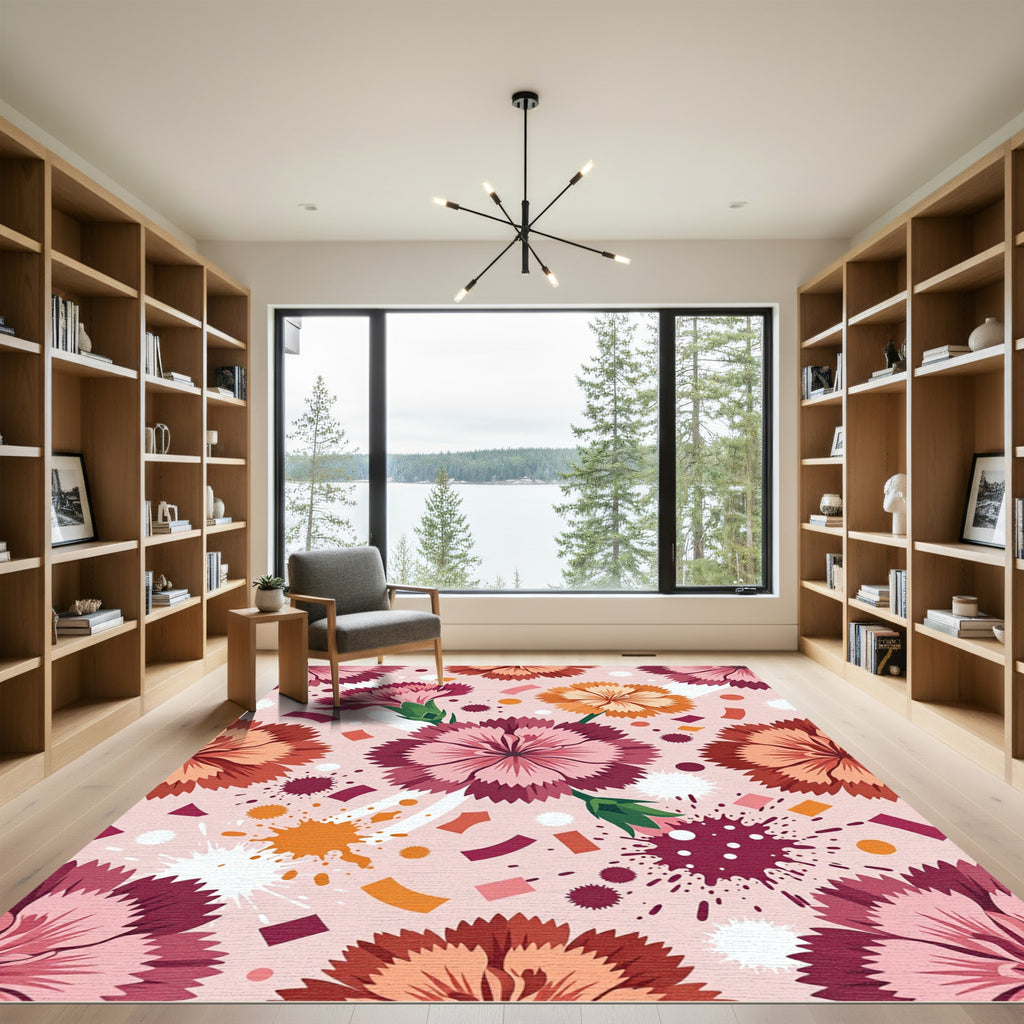 Pink Floral Scatter Confetti Rug