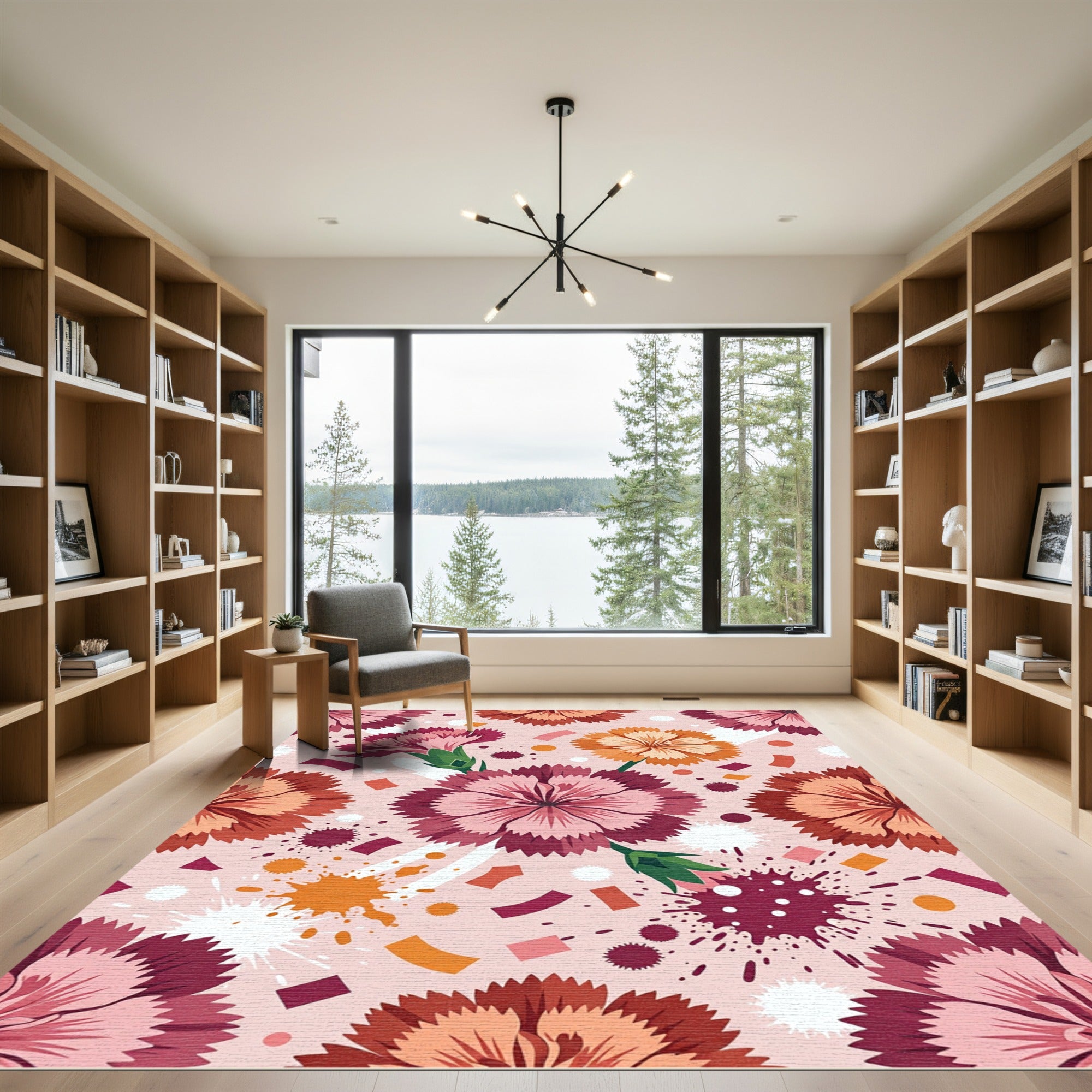 Pink Floral Scatter Confetti Rug