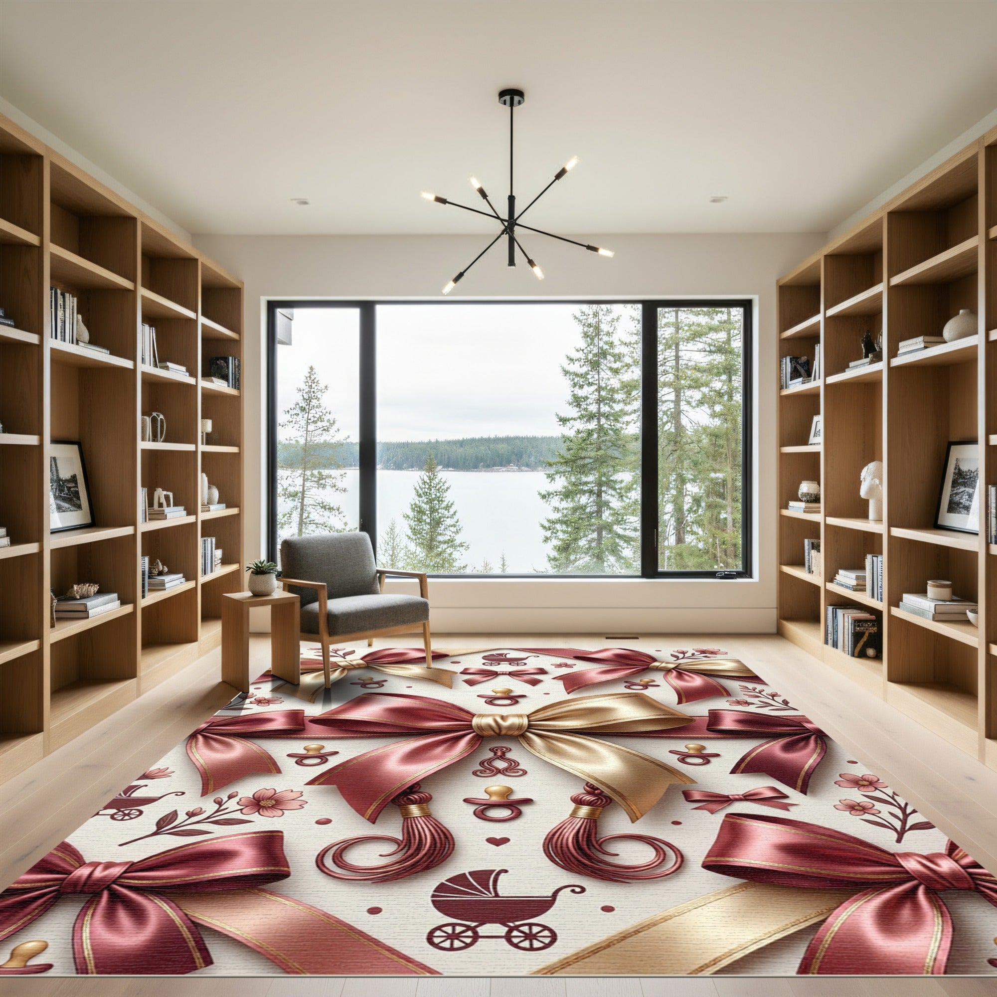Graceful Rose Gold Bow Baby Keepsake Rug