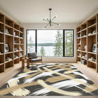 Textural Bronze and Cream Brushstrokes Rug
