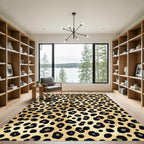 Classic Gold and Black Leopard Spot Rug