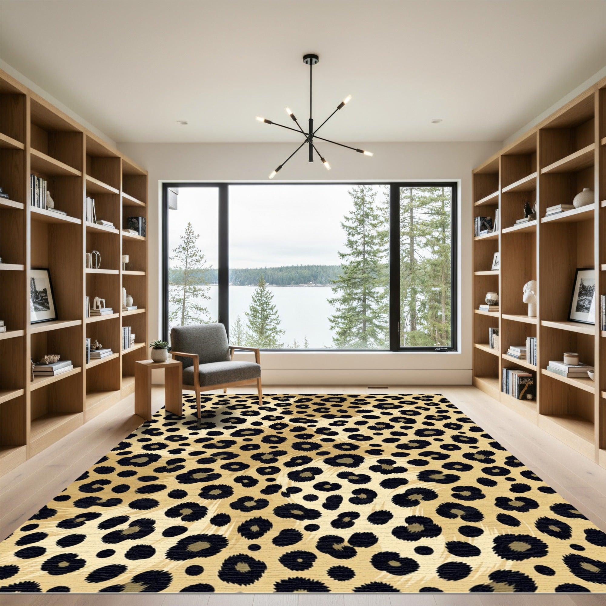 Classic Gold and Black Leopard Spot Rug