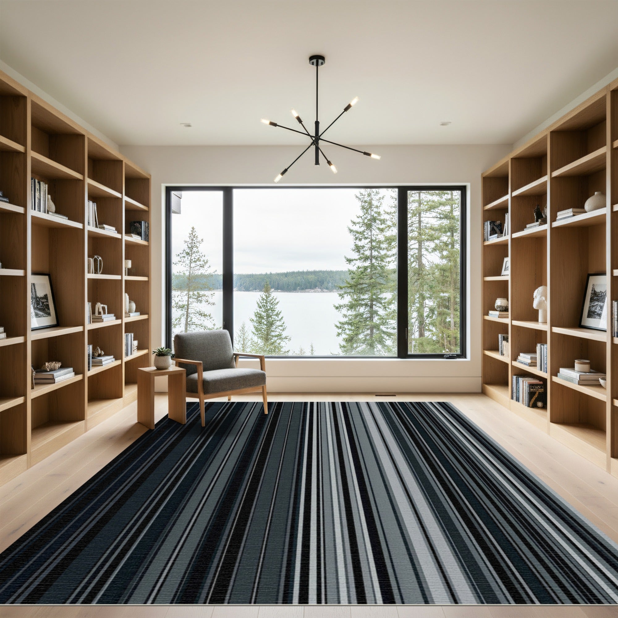 Monochrome Vertical Stripe Gradient Rug