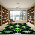 Neon Alien Head Galactic Star Medallion Rug