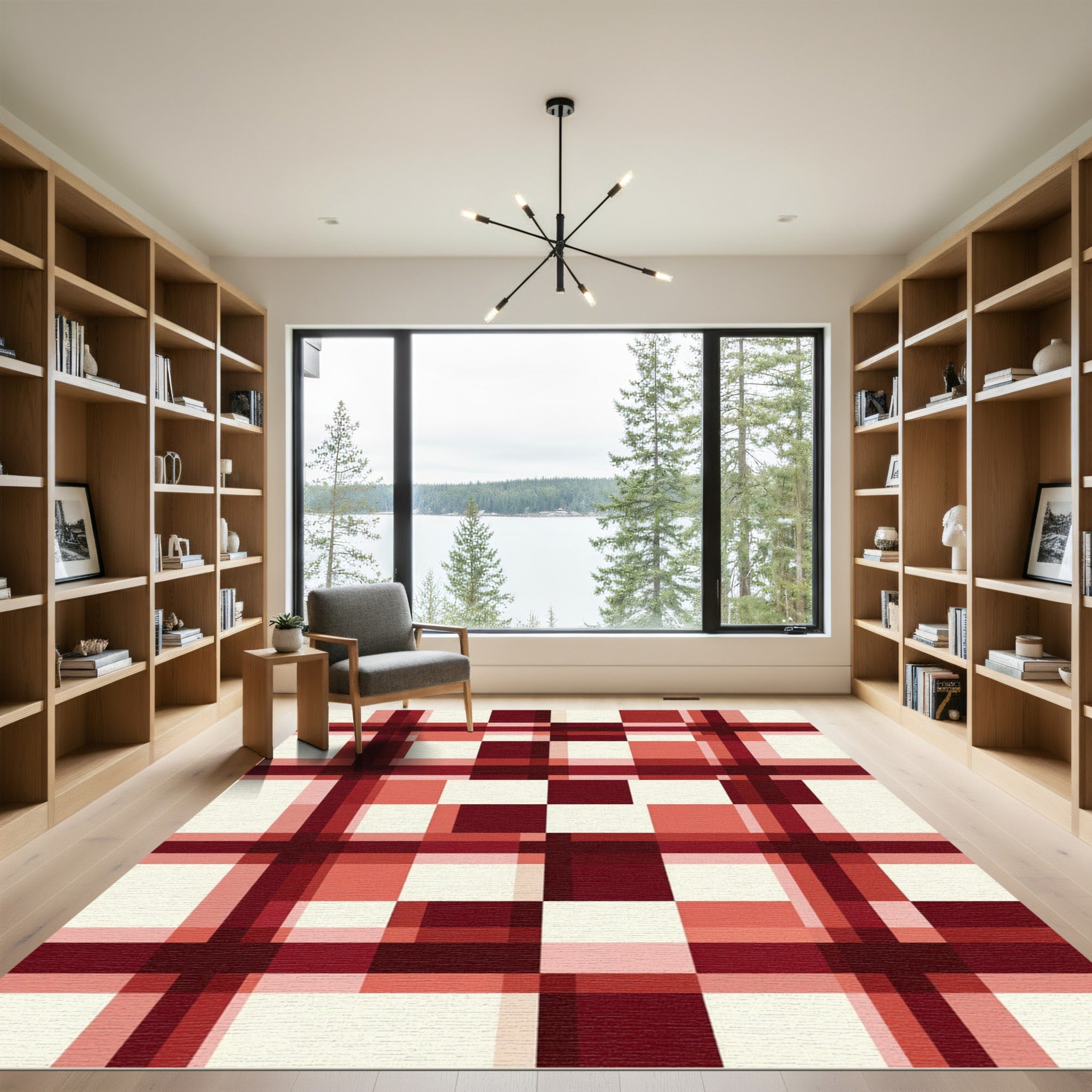 Red Checkerboard Plaid Harmony Rug