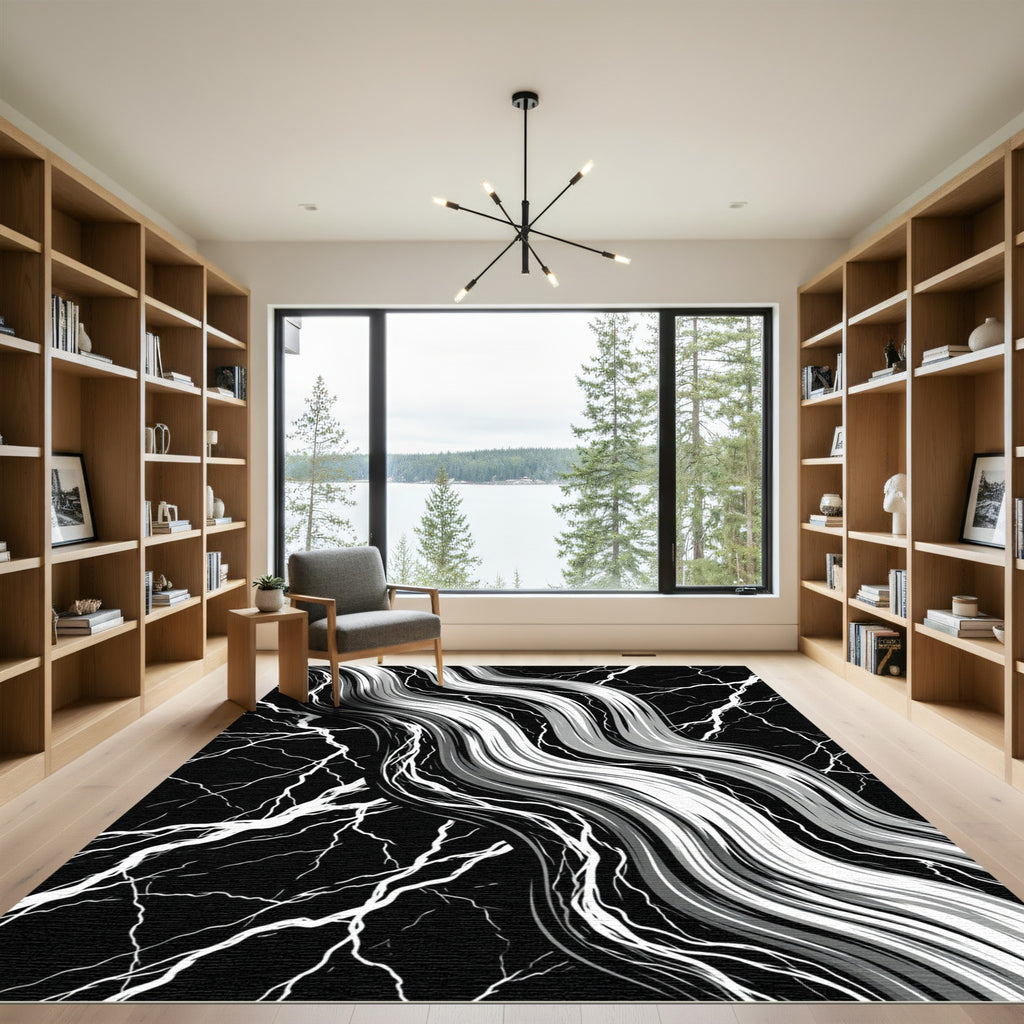 Monochromatic Flowing Lines Lightning Rug