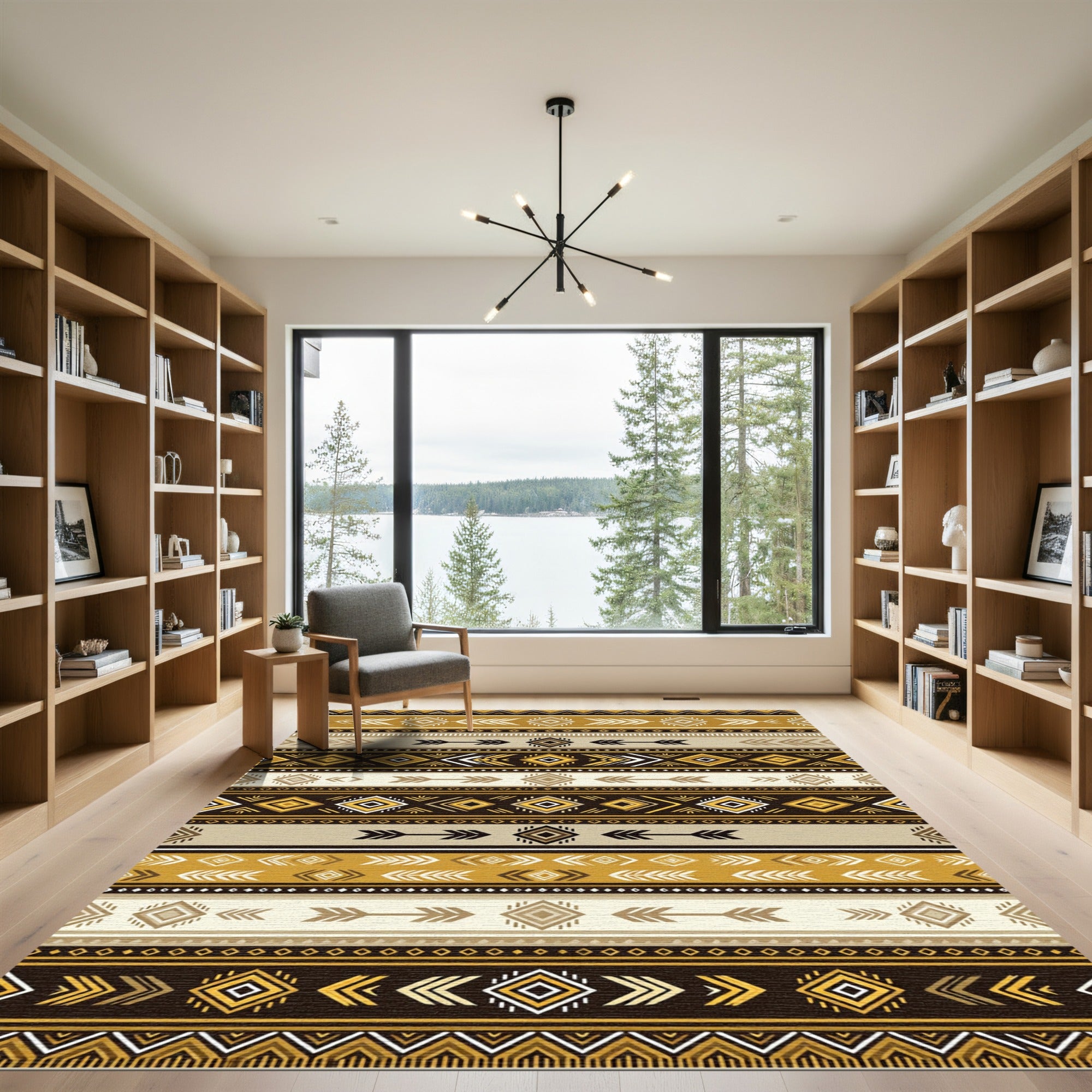 Golden Brown Earthy Aztec ArrowsRug Rug