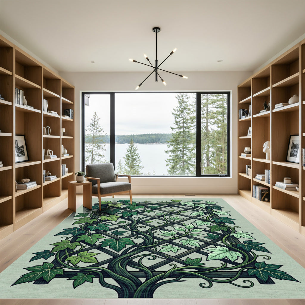 Green Vine Trellis Lattice Rug