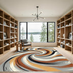 Abstract Earthy Swirl Neutral Motion Rug