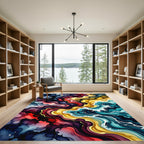Vibrant Swirling Abstract Oceanic Wave Rug
