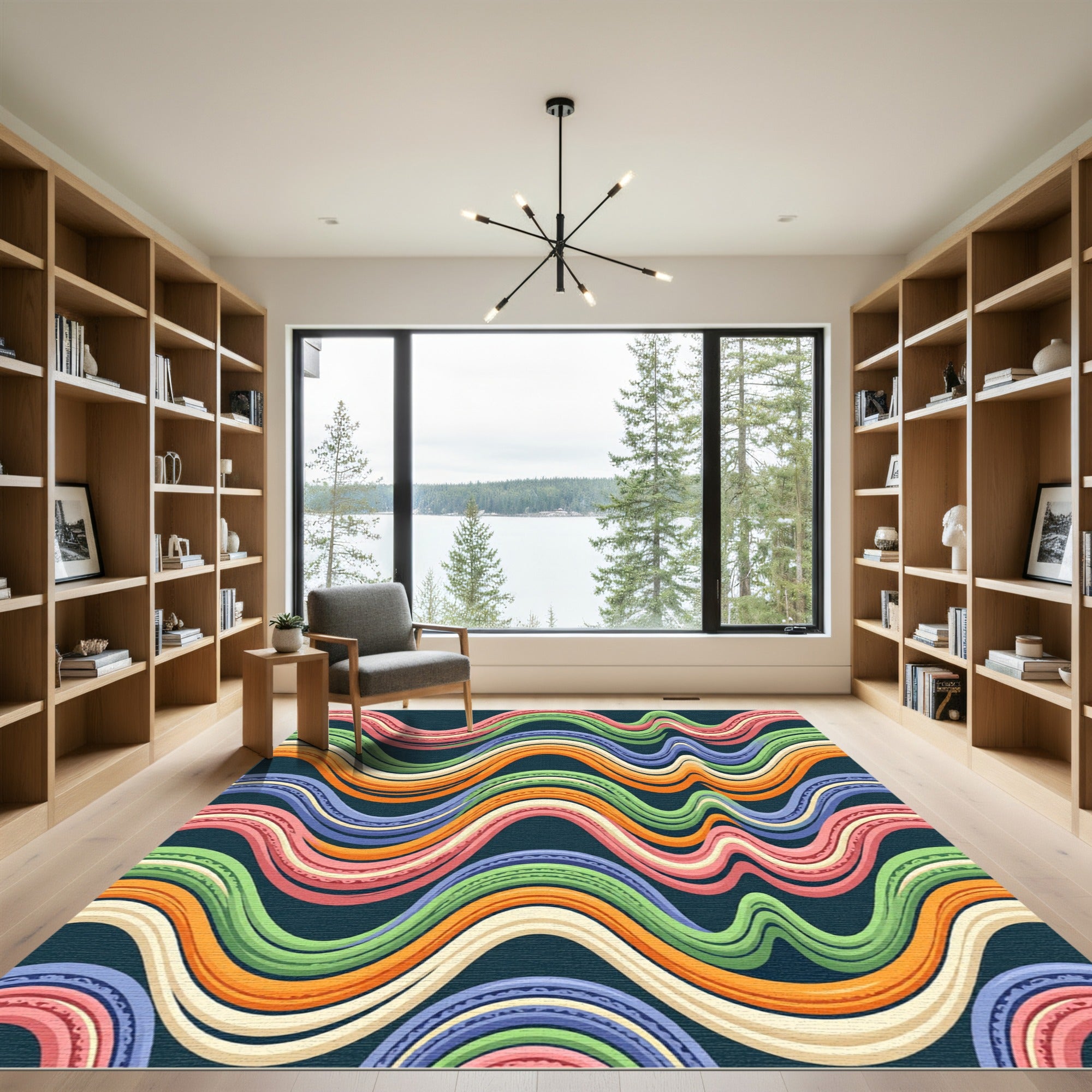 Colorful Wavy Stripe Abstract Rug
