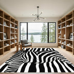 Black White Zebra Stripes Wildlife Rug