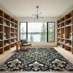 Elegant Gold Fleur De Lis Crown Rug