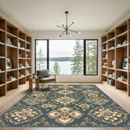 Vintage Ivory Rose Medallion Background Rug