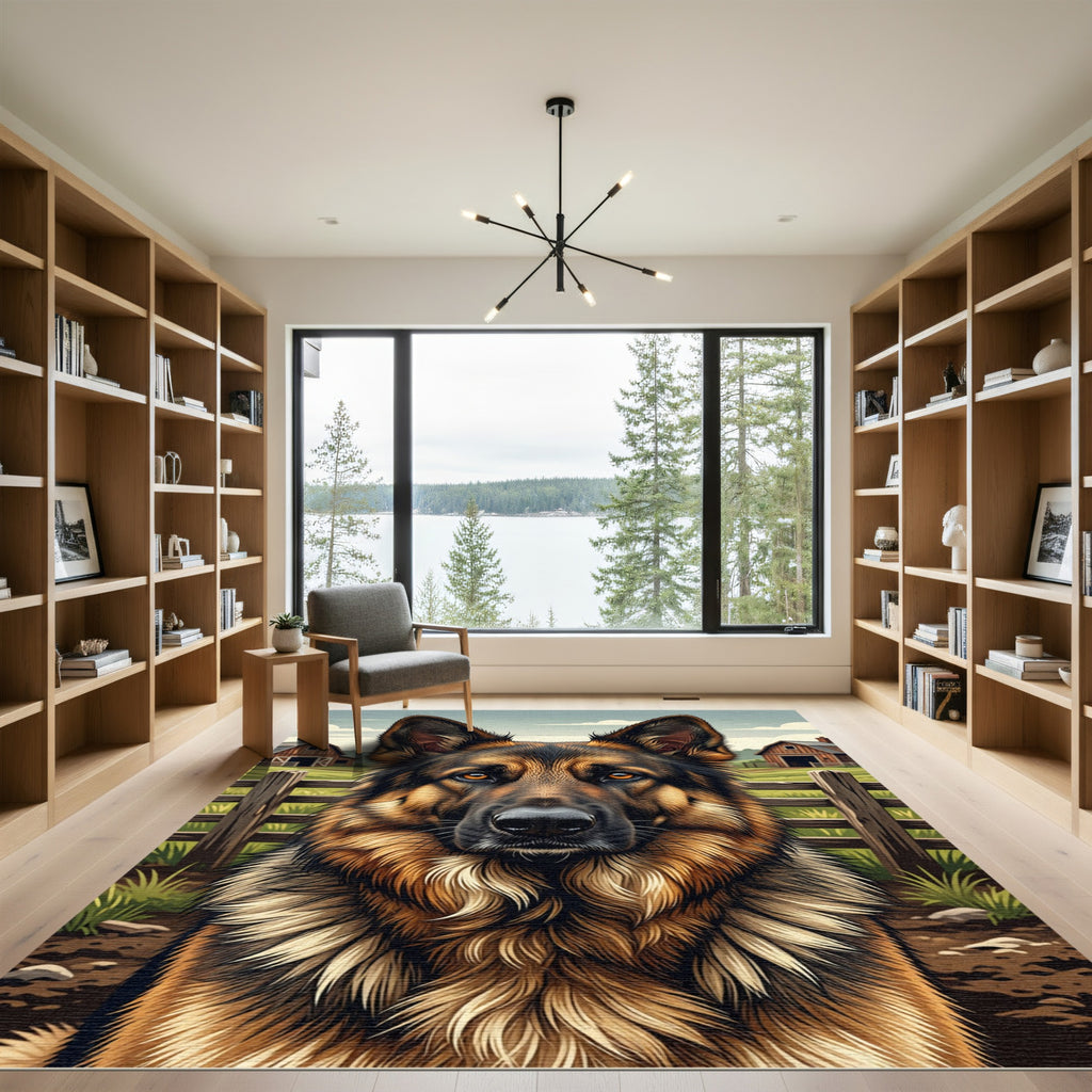 Majestic German Shepherd Farm Portrait Rug