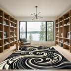 Monochromatic Swirl Abstract Ribbon Rug