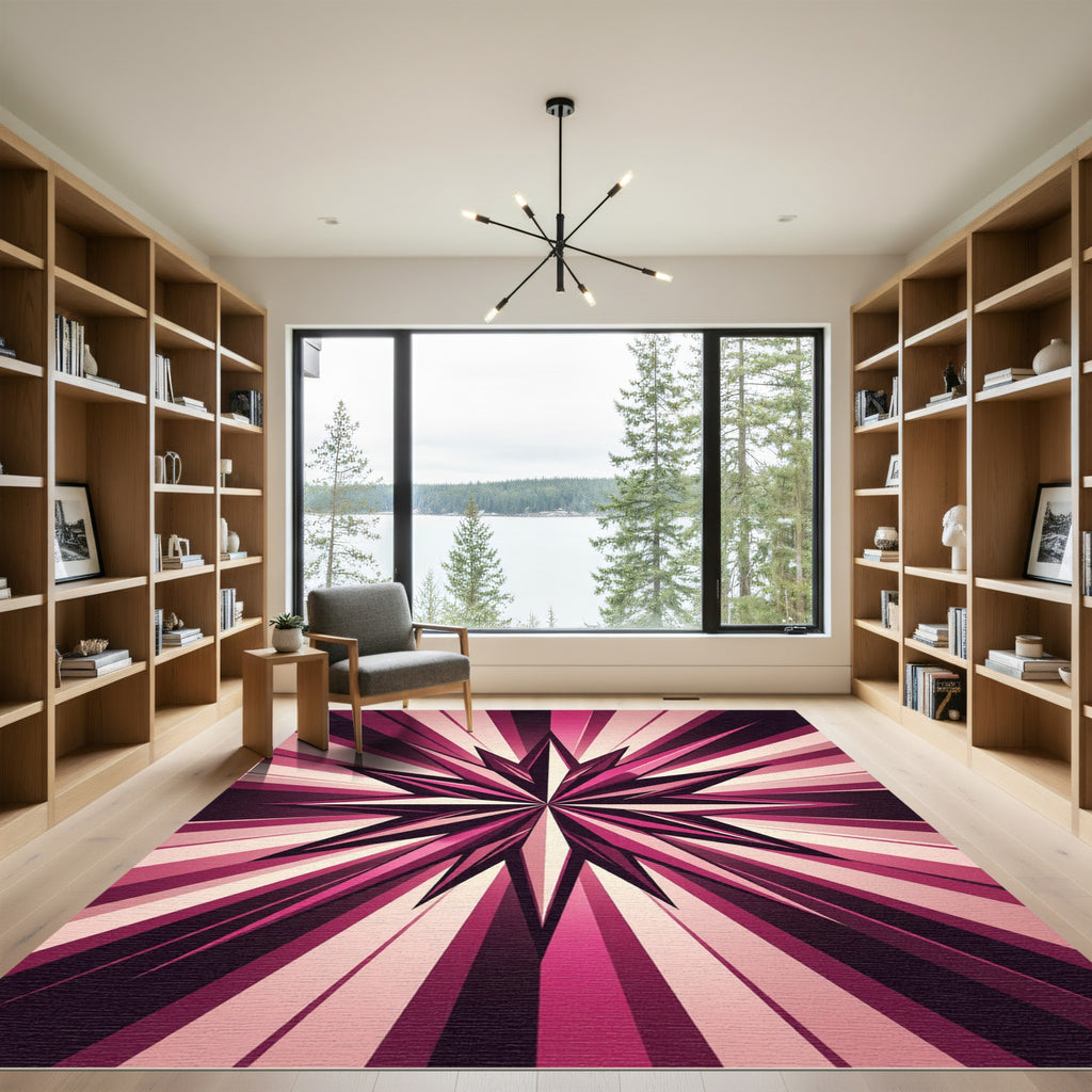 Radiant Pink Starburst Explosion Rug