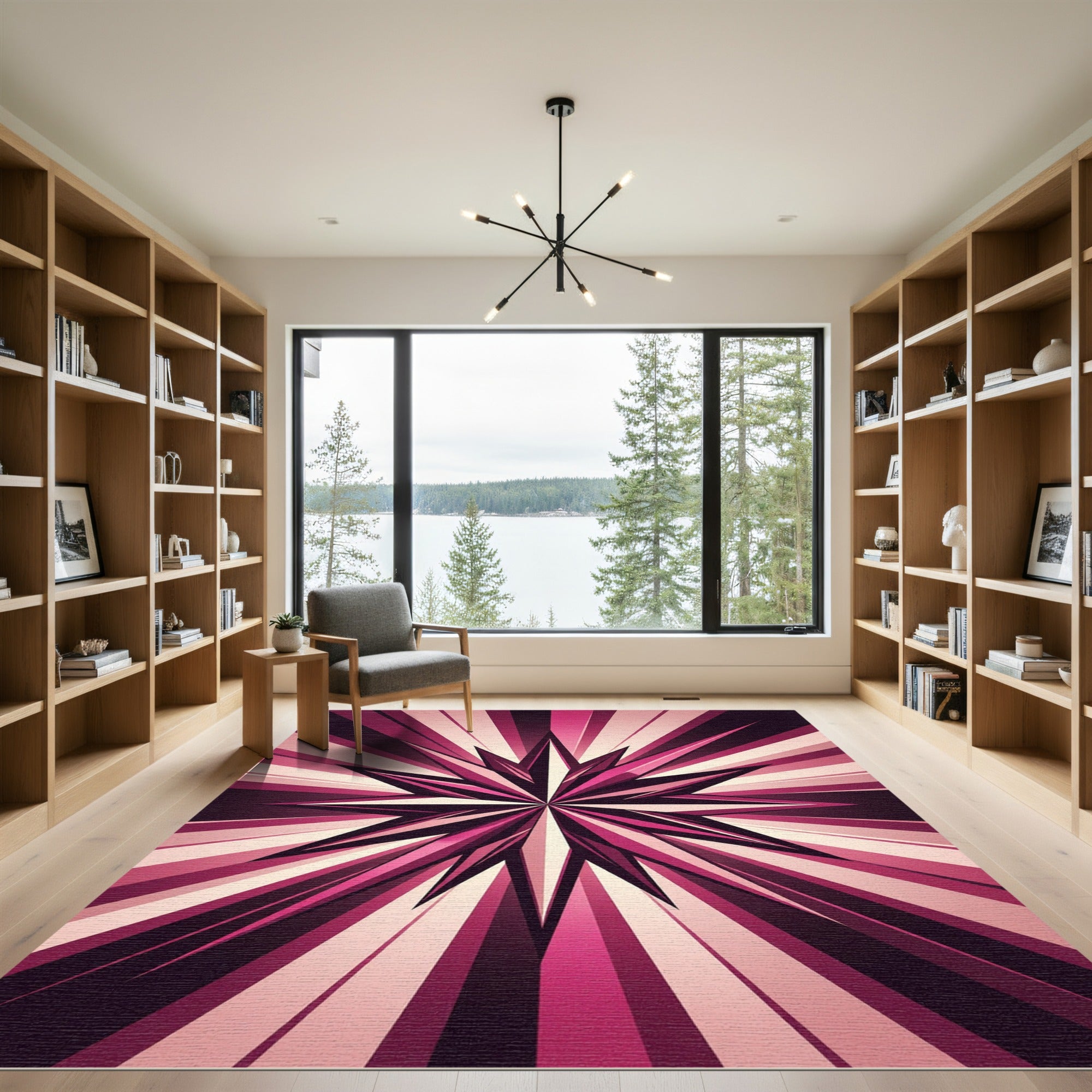 Radiant Pink Starburst Explosion Rug