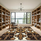 Brown Tan Cross and Pot Talavera Rug