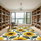Yellow Sunflower Botanical Floral Arrangement Rug
