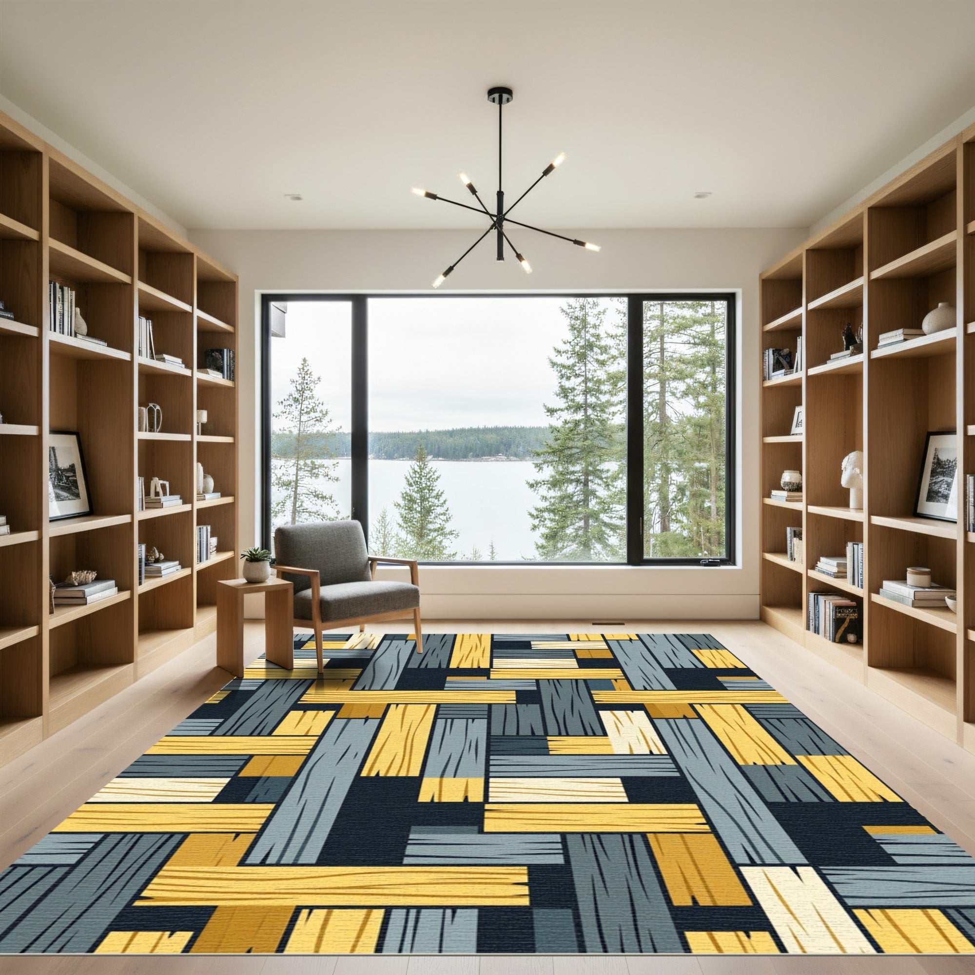 Mid-Century Modern Woven Plank Rug