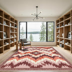 Terracotta Pink Abstract Chevron Tie-Dye Rug