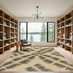 Textured Black White Diamond Lines Rug