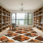 Tiered Pyramid Terra Cotta Pattern Rug