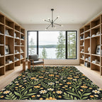 Yellow White Floral Vine Garden Rug