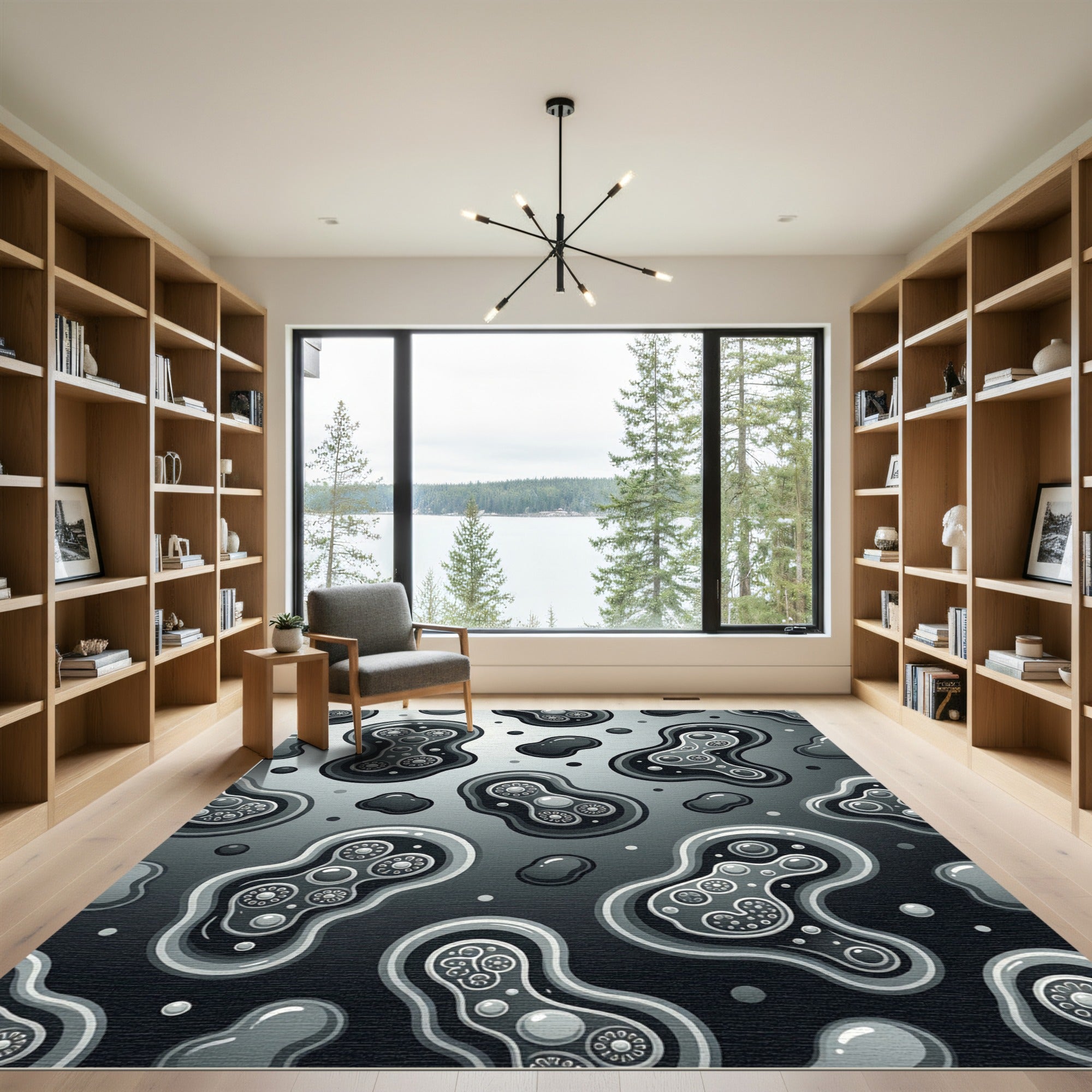 Grayscale Biological Amorphous Forms Rug