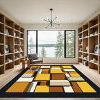 Amber Yellow Modular Geometric Blocks Rug