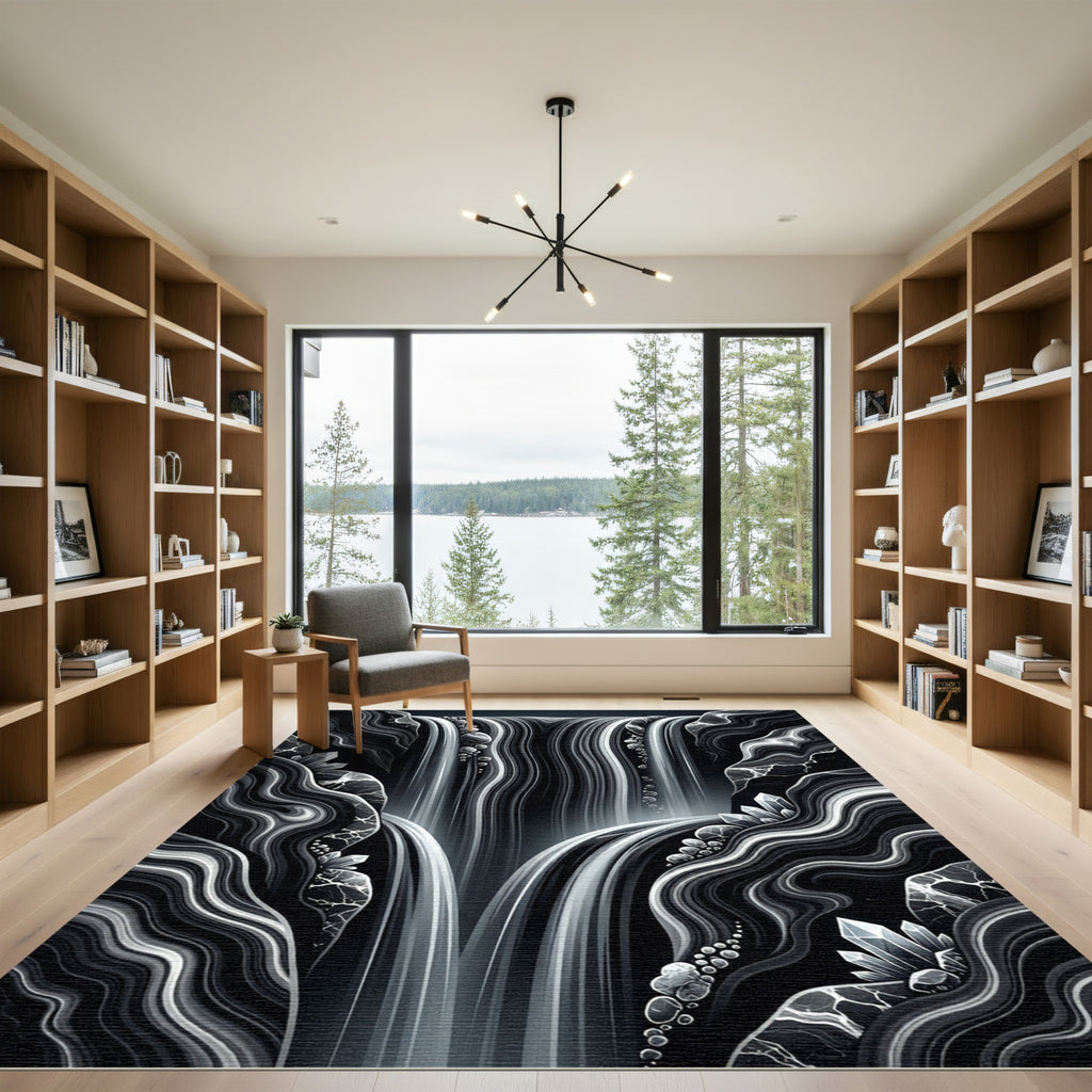 Monochromatic Crystal Waterfall Cliffs Rug