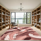 Abstract Earth Tone Brushstroke Swirl Rug