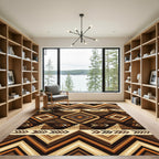 Earthy Brown Geometric Pyramid Step Rug
