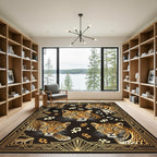 Art Deco Golden Leopard Portrait Rug