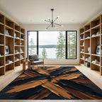 Modern Black and Bronze Brushstroke Rug