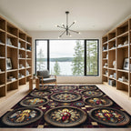Gothic Stained Glass Burgundy Cross Medallion Rug